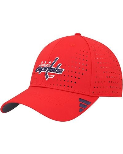 adidas Washington Capitals Laser Perforated Aeroready Adjustable Hat - Red