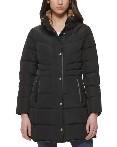 Cole Haan Faux-fur Collar Down Puffer Coat - Black