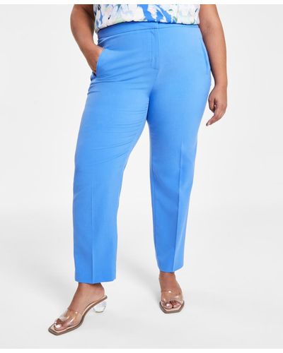 BarIII Plus Size Mid-rise Straight-leg Pants - Blue