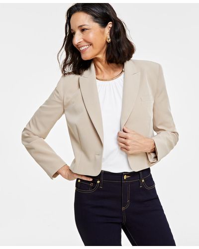 INC International Concepts Cropped Single-button Blazer - White