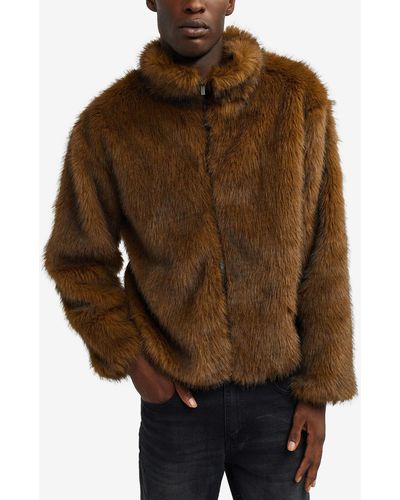 Reason Faux Fur Full Zip Jacket - Brown