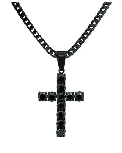 Black Jack Jewelry Jack Cubic Zirconia Cross 24" Pendant Necklace - Metallic