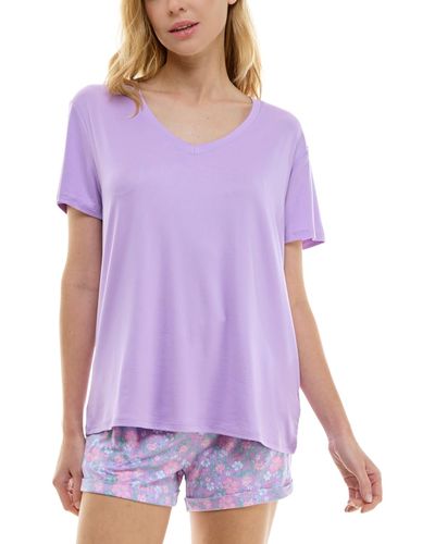 Roudelain Short-sleeve Boxy Pajama Top - Purple