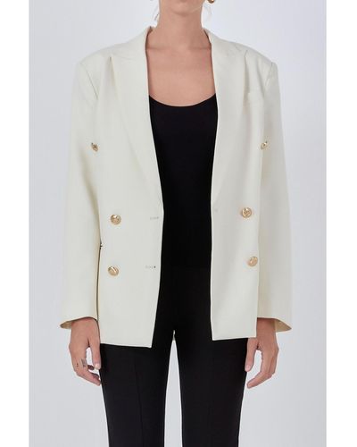 Endless Rose Double Breasted Suit Blazer - White