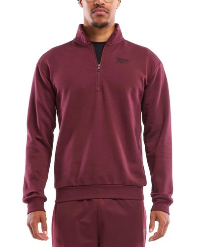 Reebok Identity Regular-fit Quarter-zip Fleece Sweatshirt - Red