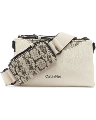 Calvin Klein Chrome Adjustable Zip Crossbody - Metallic