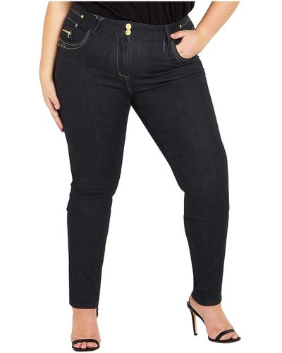 City Chic Plus Size Harley Zip Me Skinny Jean - Blue