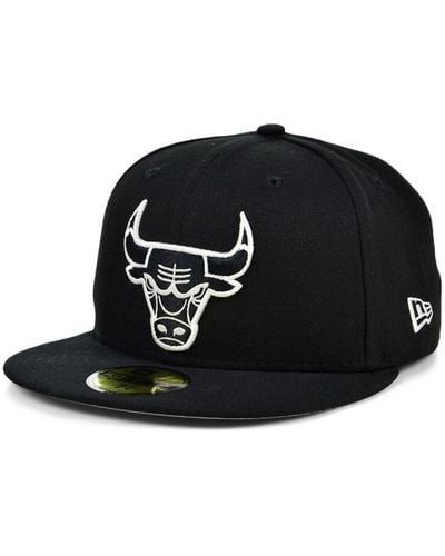 KTZ Chicago Bulls And White Logo 59fifty Fitted Hat - Black