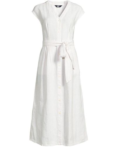 Lands' End Linen Midi Dress - White