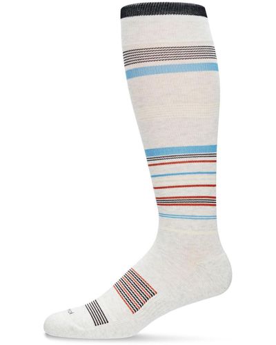 Memoi Multi Striped Cotton Compression Socks - Multicolor