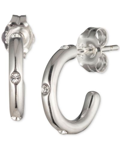 Ralph Lauren Lauren Crystal Studded Extra Small Hoop Earrings - Metallic