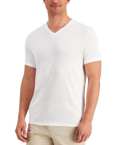 Alfani Travel Stretch V-neck T-shirt - White