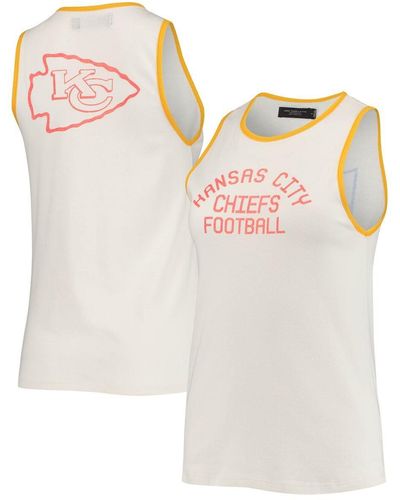 Junk Food White And Gold Kansas City Chiefs Throwback Pop Binding Scoop Neck Tank Top - Pink