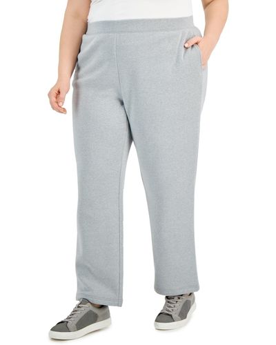 Karen Scott Plus Size Fleece Pants - Gray