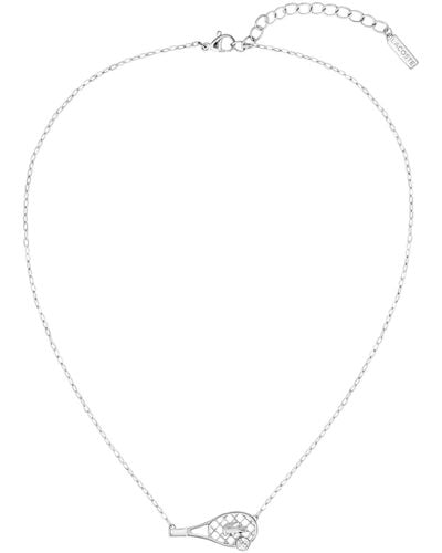 Lacoste Stainless Steel Tennis Racket Necklace - White