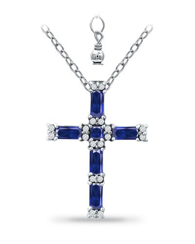 Giani Bernini Simulated Blue Sapphire And Cubic Zirconia Cross Pendant
