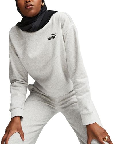 PUMA Active Essential Relaxed-fit Logo Crewneck Sweatshirt - White