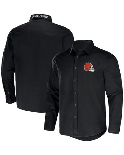 Fanatics Nfl X Darius Rucker Collection By Cleveland Browns Convertible Twill Long Sleeve Button-up Shirt - Black