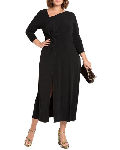 Eloquii Plus Size Twist Detail Fit And Flare - Black