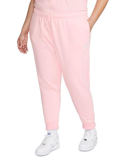 Nike Plus Size Active Sportswear Club Mid-rise Fleece jogger Pants - Pink