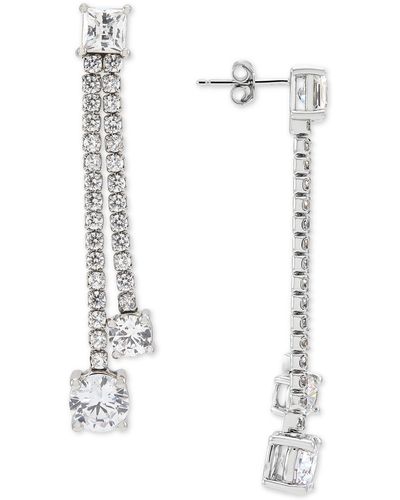 Arabella Cubic Zirconia Double Drop Earrings - Metallic