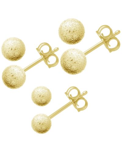 Essentials And Now This 3 Piece Textured Ball Stud Set - Metallic