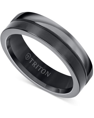Triton Two-tone Textured Insert Wedding Band - Gray