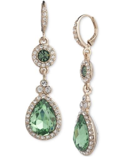 Givenchy Gold-tone Pave & Color Crystal Linear Drop Earrings - Green