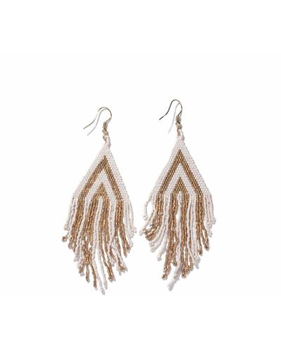 INK+ALLOY Ink+alloy Haley Stacked Triangle Luxe Beaded Fringe Earrings - White