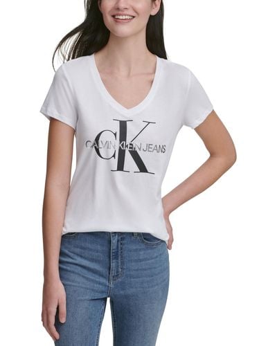 Calvin Klein V-neck Logo T-shirt - White