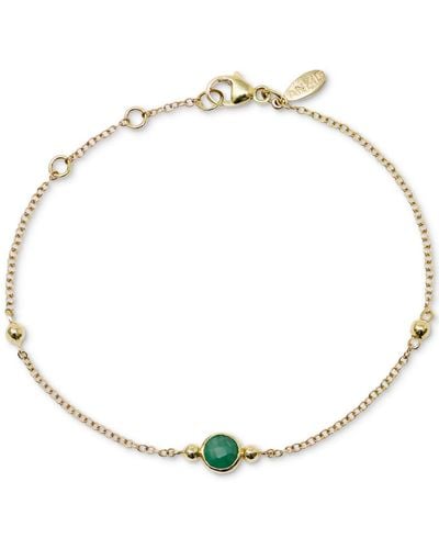 Anzie Emerald & Bead Chain Link Bracelet - Metallic