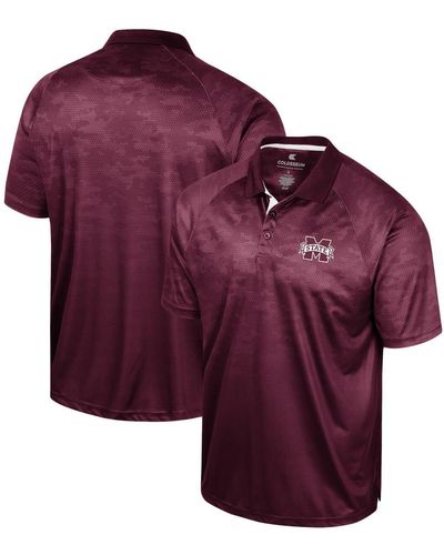 Colosseum Athletics Mississippi State Bulldogs Honeycomb Raglan Polo Shirt - Purple