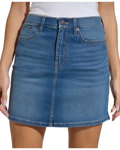 Calvin Klein Mid Rise Denim Mini Skirt - Blue