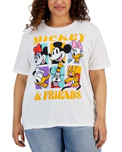 Disney Trendy Plus Size Mickey & Friends Graphic-print T-shirt - Gray