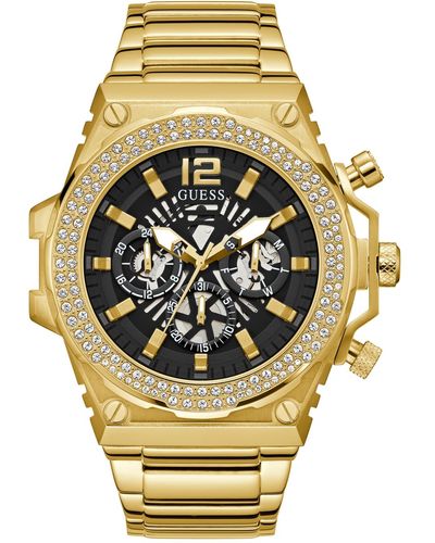 Guess Multi-function Gold-tone Stainless Steel Watch 48mm - Metallic