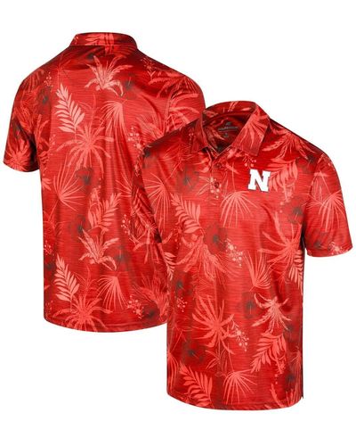 Colosseum Athletics Nebraska Huskers Big And Tall Palms Polo Shirt - Red