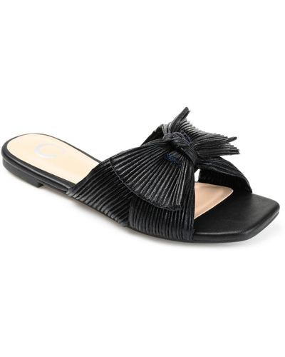 Journee Collection Serlina Bow Flat Sandals - Black