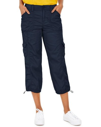 Style & Co. Petite Bungee-hem Capri Pants - Blue