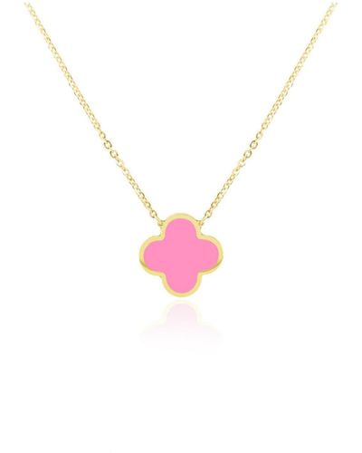The Lovery Extra Large Bubblegum Single Clover Necklace - Pink