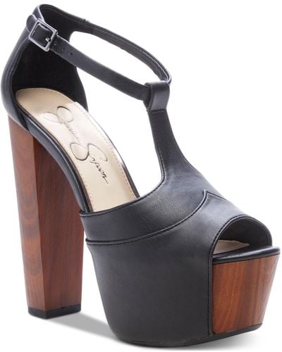 Jessica Simpson Dany T-strap Platform High-heel Sandals - Black