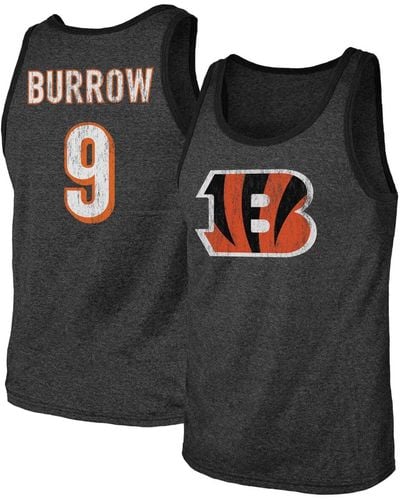 Fanatics Joe Burrow Cincinnati Bengals Name Number Tri-blend Tank Top - Black