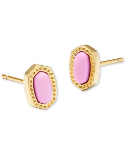 Kendra Scott 14k Gold-plated Oval Stone Stud Earrings - Pink