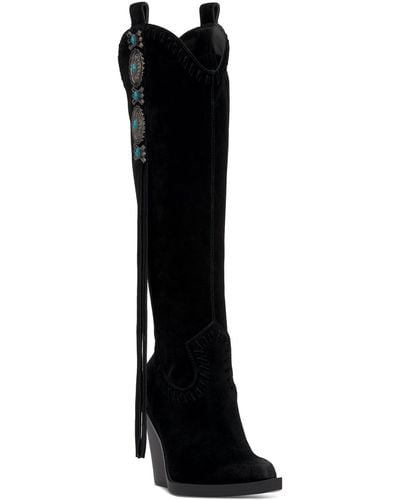 Jessica Simpson Lisabeth Knee-high Fringe Cowbow Boots - Black