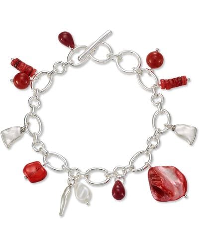 Style & Co. Mixed-metal Beaded Charm Bracelet - Red