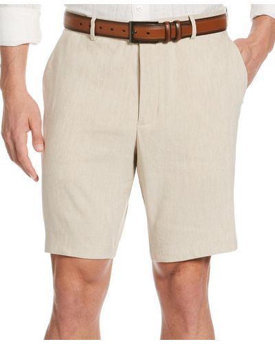 Cubavera Flat Front 9" Linen Blend Shorts - Natural