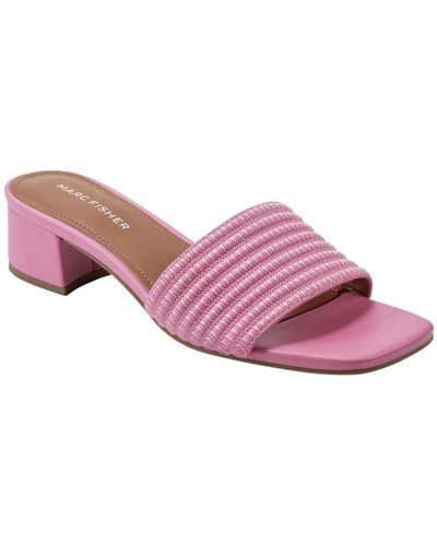 Marc Fisher Casala Square Toe Slip-on Dress Sandals - Pink