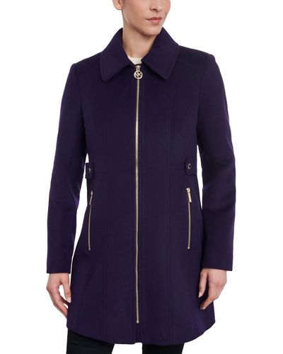 Michael Kors Club-collar Zip-front Coat - Blue