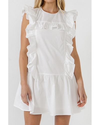 English Factory Ruffled Mini Dress - White