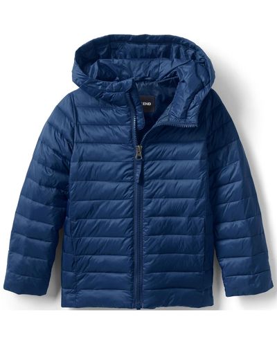 Lands' End Boys Thermoplume Packable Hooded Jacket - Blue