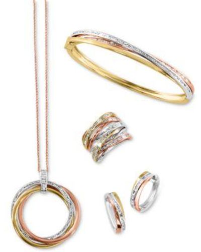 Effy Effy Diamond Necklace Ring Bracelet Hoop Earrings In 14k Tricolor Gold - White